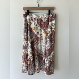 NWT Good Hart Women's Boho Maxi Skirt - Red and Cream - Fall Inspired L